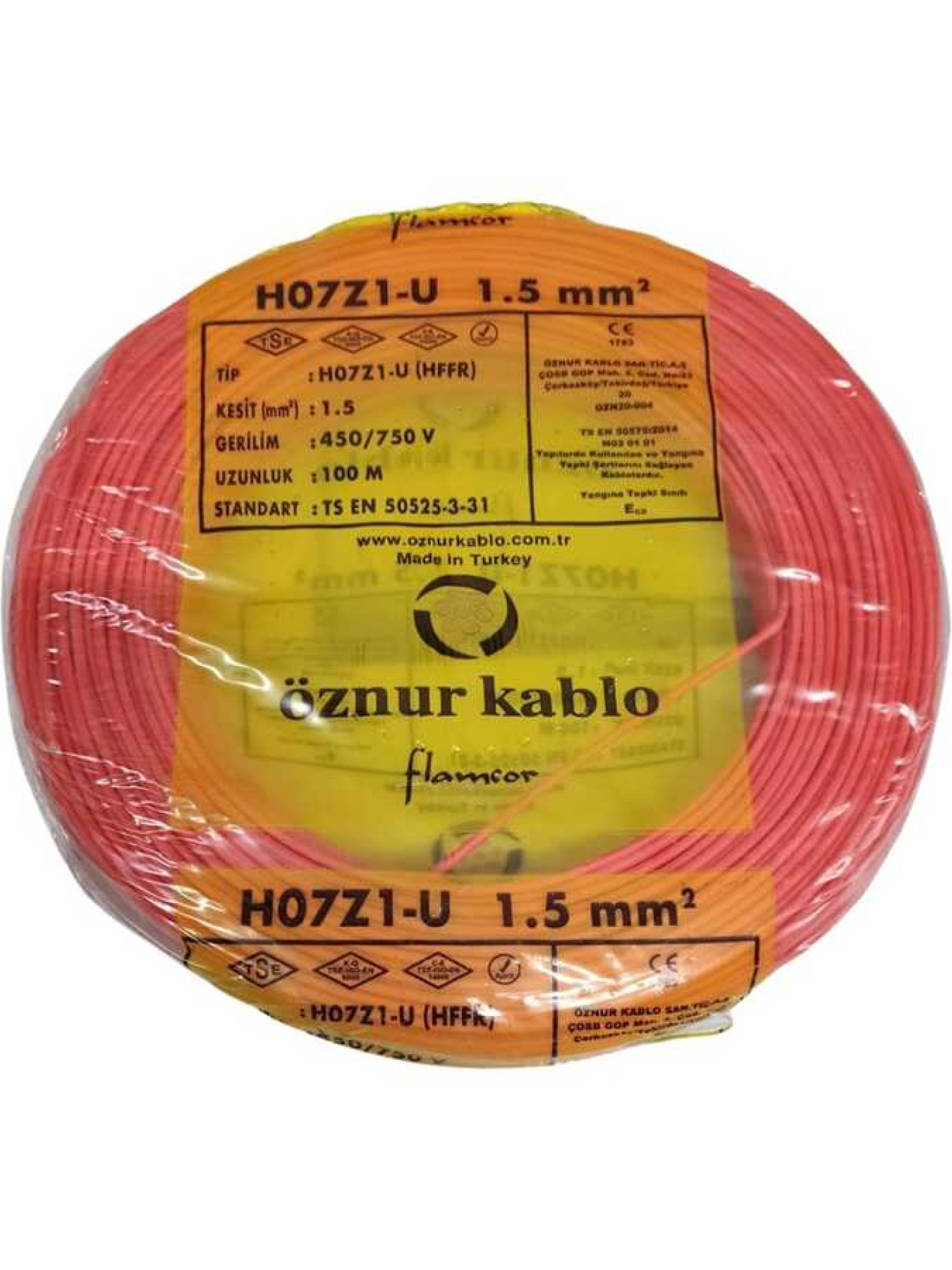 Öznur Nya Kablo 1,5 mm² Kırmızı 