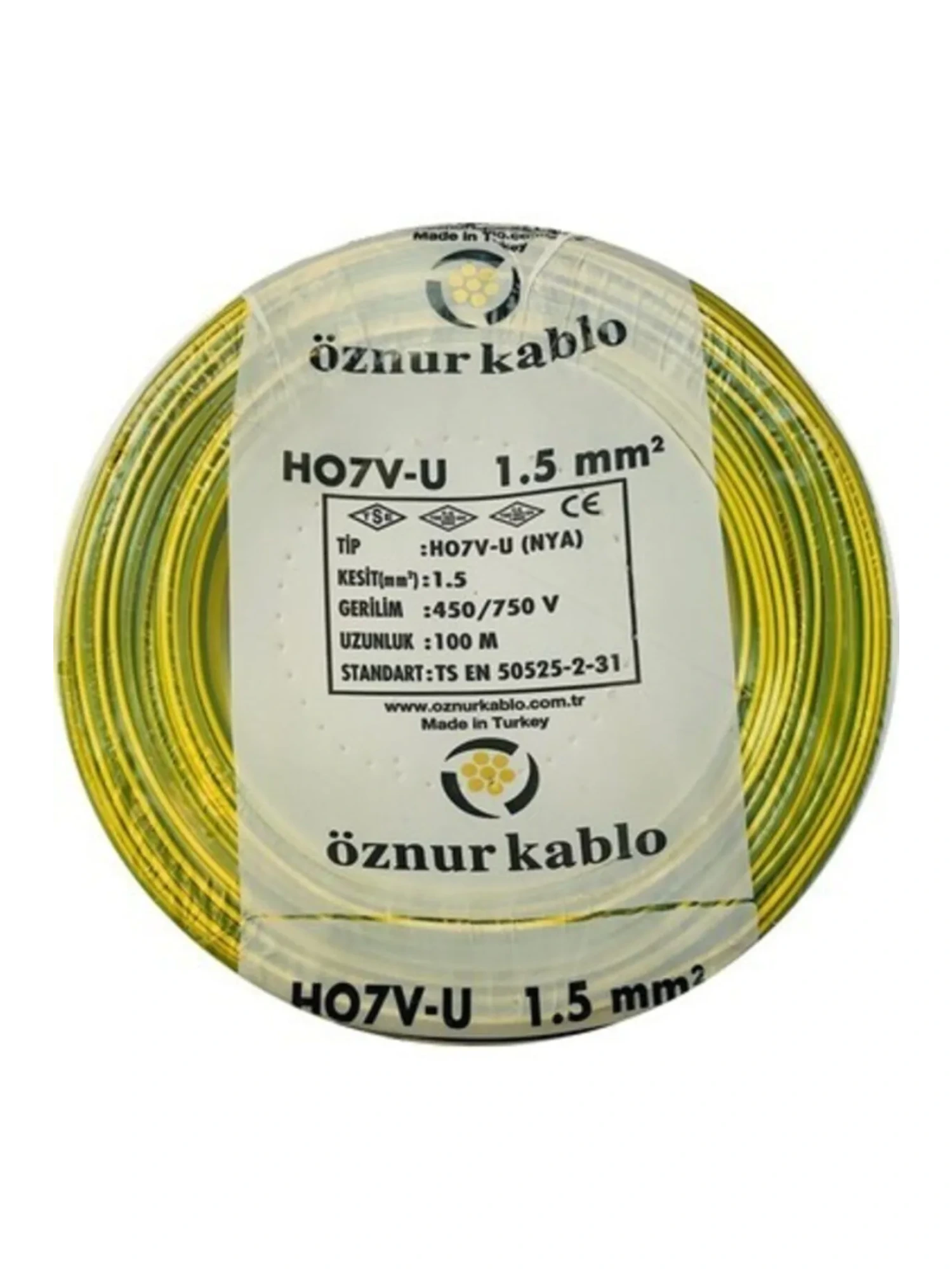 Öznur Nya Kablo 1,5mm sarı yeşil 